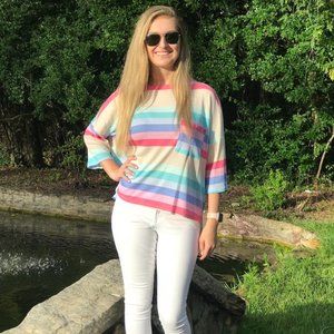 Rainbow Waffle Knit Top